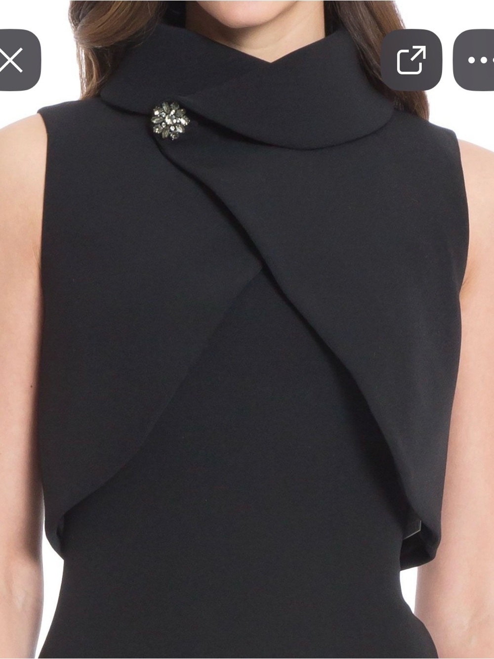 Badgley Mischka Size 8 Black Sheath Dress Sleeveless Asymmetrical Collar - Picture 2 of 8